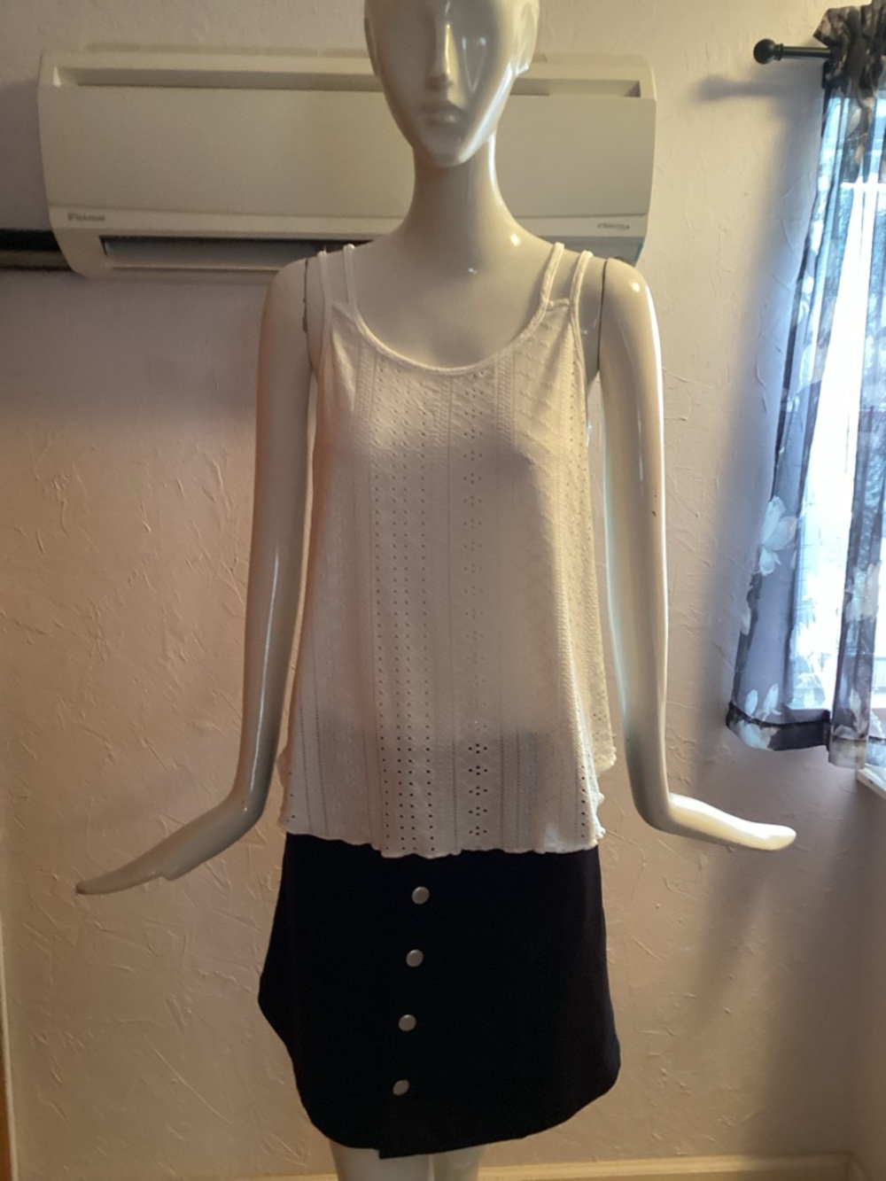Amazon White Eyelet Tank Top - Women's Sleeveless Knit